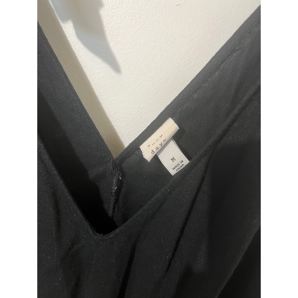 A New Day Womens Black Tie Shoulder V-Neck Elastic Waist Jumpsuit Size M - Picture 4 of 4